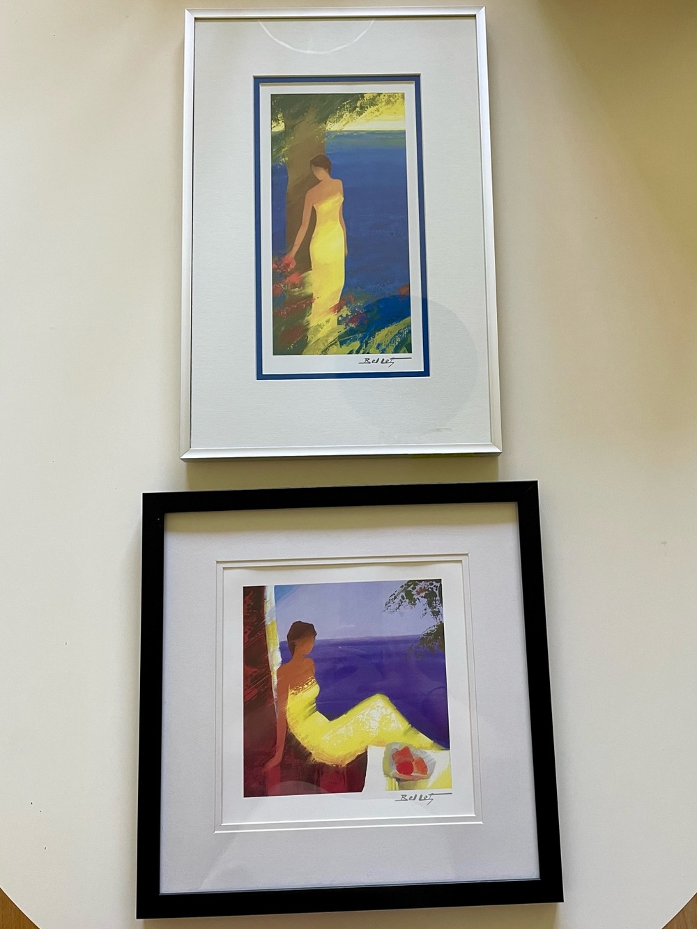 Set of 2 Emile Bellet Framed Art - Signed - COA Included